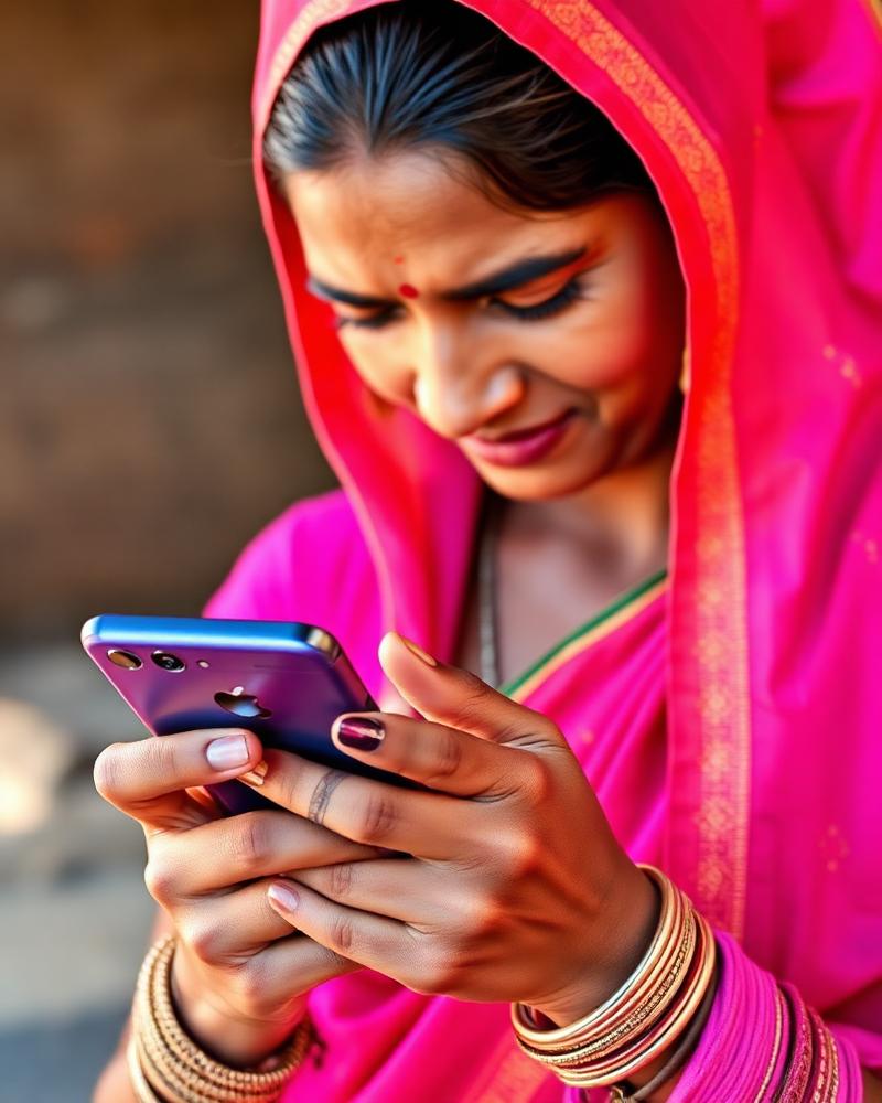 A Karya worker using the platform on her smartphone
